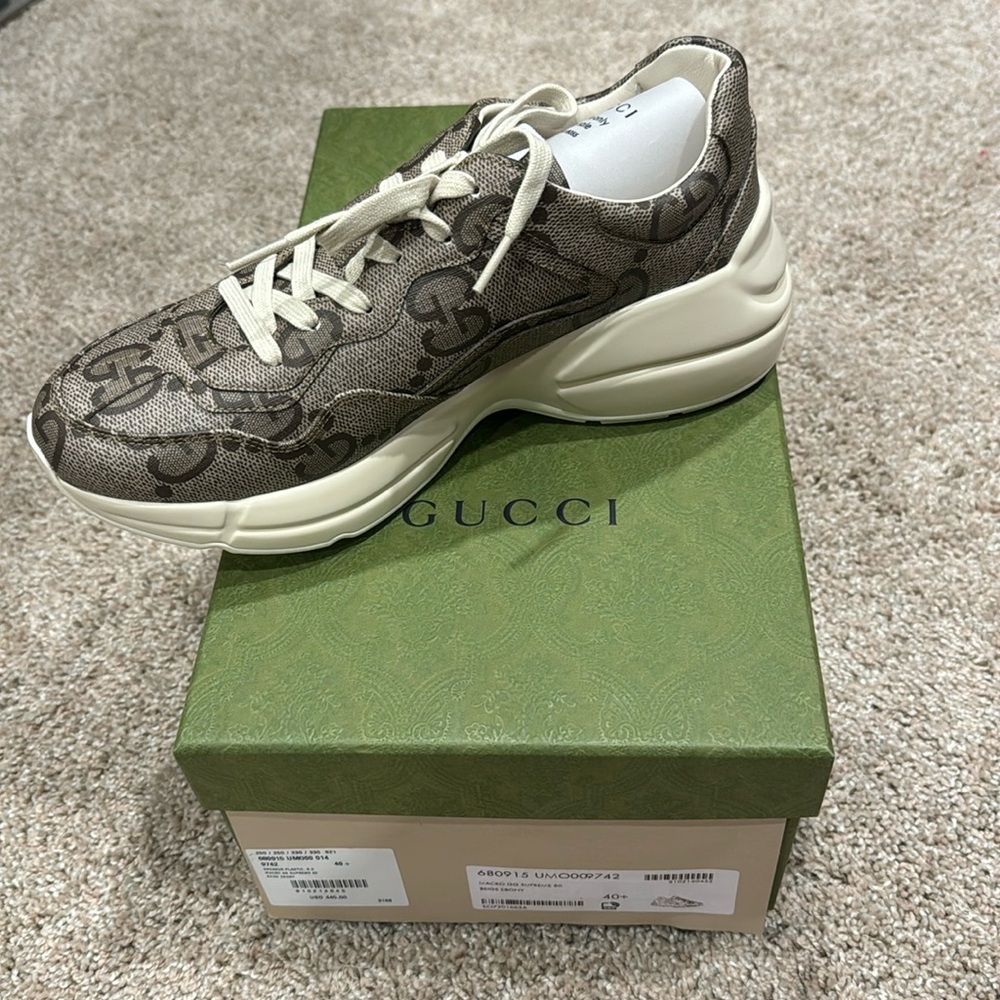 NEW GUCCI Macro GG SUPREME 80 sneaker’s. Beige Ebony women size 40+